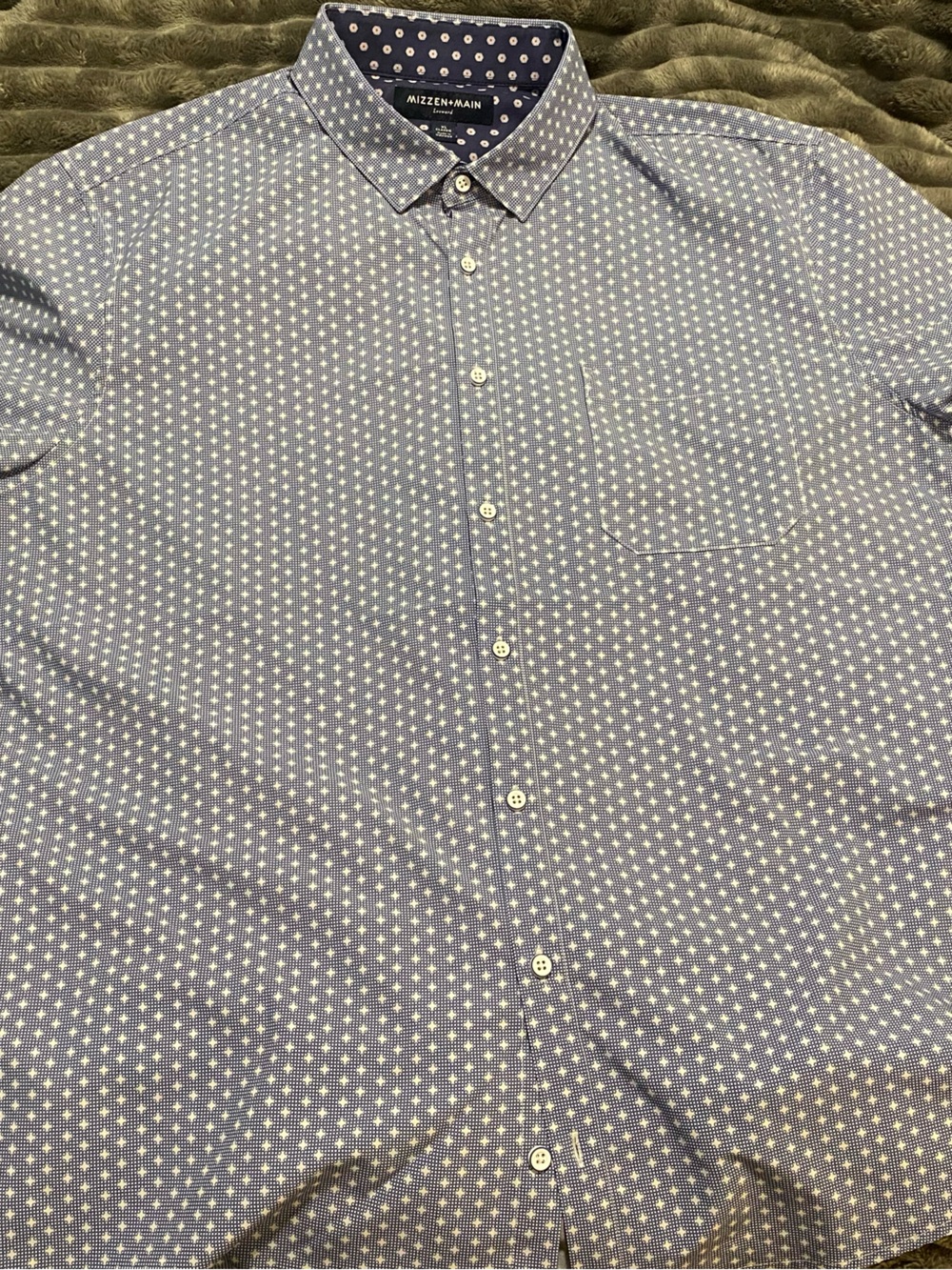 Mizzen+Main Light Blue Micro Star Print Button-Up Shirt